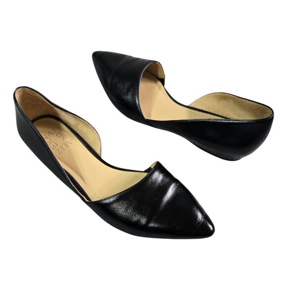 Naturalizer Tennessee Black Half D'Orsay Faux Leather Pointed Toe Flats Capsule - Picture 1 of 11
